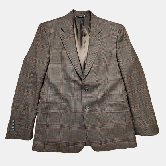 Jos. A. Bank Mens Dark Brown Plaid 100% Wool Sport Coat Jacket Size‎ 42 R - Picture 1 of 9